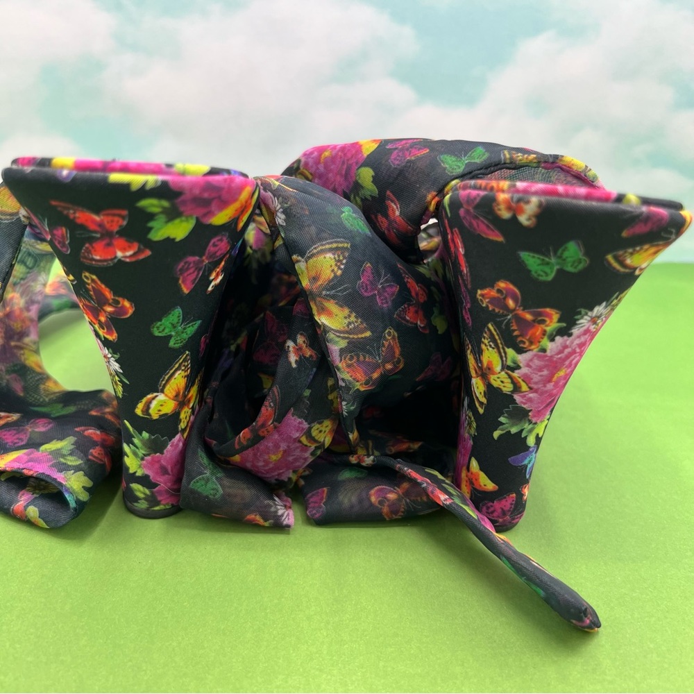 NEW BCBG Girls Floral Butterfly Wedge Ankle Wrap Heels - Picture 4 of 10